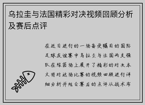 乌拉圭与法国精彩对决视频回顾分析及赛后点评